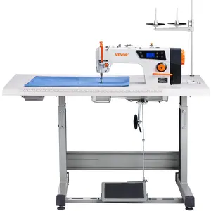 Summervibes VEVOR Industrial Sewing Machine, Upgraded 550W Servo Motor with Table Stand, 5000s. p. m Heavy Duty Lockstitch Sewing Machine, High Speed, Clear Control Panel and Electro-mechanization Start-stop