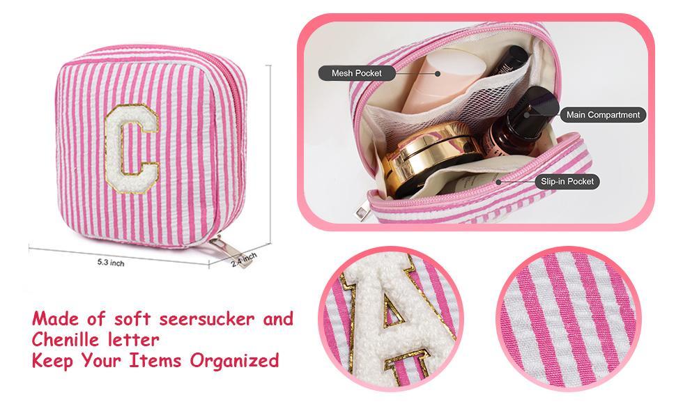 Easter Basket Gifts for Kids Teen Girls Women | Initial Makeup Bag | Cosmetic Bag Travel Bags | 11 12 13 14 15 16 Years Old Girl Gift Teacher Gift Teen Girl Gifts Trendy Stuff