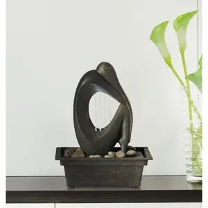 Modern Silhouette 10" High Small Zen Indoor Outdoor Decor Faux Stone Tabletop Fountain with Light LED Waterfall Water Feature for Outside Garden Patio Yard Desk Backyard Porch Deck - John Timberland