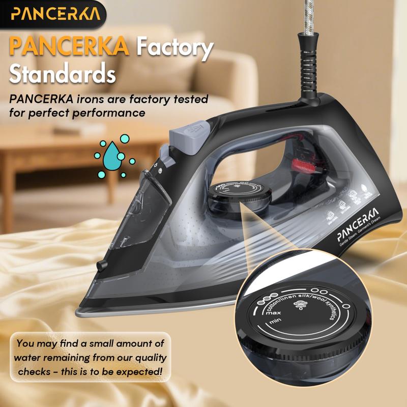 PANCERKA 1600W Steam Iron for Clothes - Powerful Steam Burst, Teflon Non-Stick Soleplate, Fast Heating & Auto Shut-Off | Clothing Iron with Easy Temperature Control | Irons | Plancha de Ropa