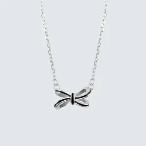 Noir Enamel Ribbon Necklace