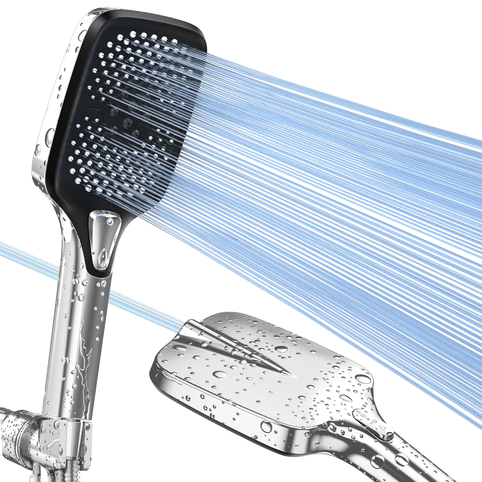 ROLAKUL All-New Upgraded High-Pressure Handheld Showerhead — Featuring 3 Massage Spray Modes + Jet Spray Function,SummerVibes，Summer Shower Accessory Perfect Holiday Gift， Easy Install,One-Touch Water Stop, Adjustable Pressure, Micro-Technology Nozzles