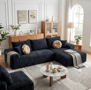 【Summer Vibes】Joylsle Black 103"Lx68"Wx22"H, L-Shaped 2 Packages,a cloud couch,sofas living room,living room furniture,sectional couch,boneless couch,couches,boneless sectional couch,cloud couches,couches for living rooms,2 Packages, Plush Corduroy,