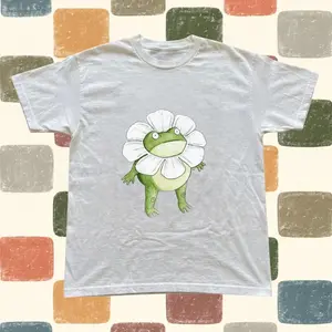 Frog With Flower Baby Tee – Y2K Cute Aesthetic Graphic