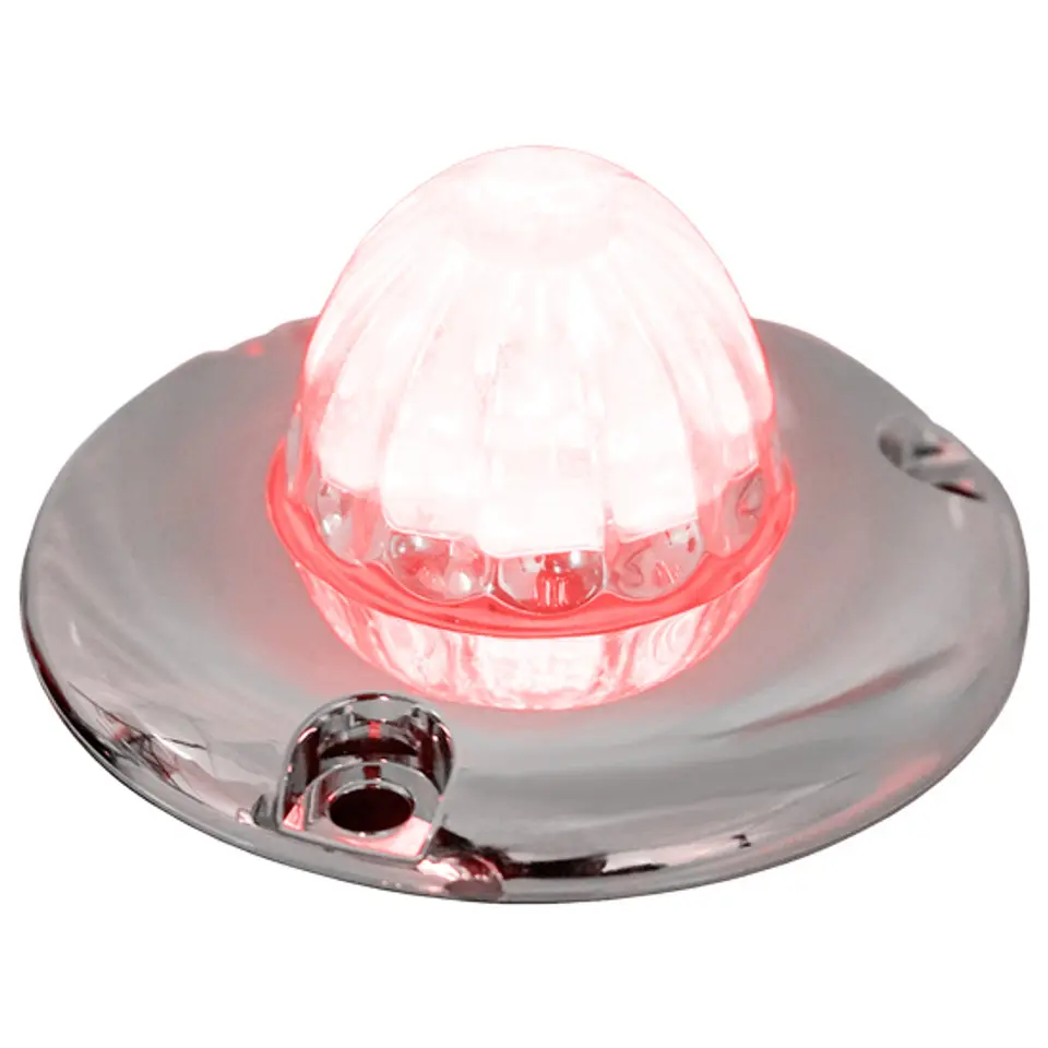 Legendary 1-1/2 Inch Watermelon Light W/Flat Bezel - Red LED/Clear Glass Lens
