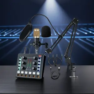 Podcast Equipment Bundle, Soundcard Recording Studio Package with Voice Changer, Live Sound Card - Audio Interface for Laptop Computer Vlog Living Broadcast Live Streaming