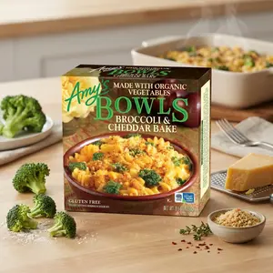 Amy's Frozen Meals, Broccoli & Cheddar Bake Bowl, Made With Organic Vegetables, Microwave Meals, 9.5 Oz