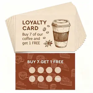 Coffee Loyalty Card, Dual-Sided Coffee Cup Simple Design, Customer Coupon Card, Coffee Points Card, Retro Decorative Card for Coffee Shops, Promo Card