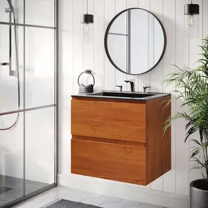 Modway Scenic 24" Wall-Mount Bathroom Vanity in Cherry Black