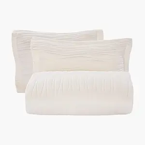 summervibes 3-Piece King Size Microfiber Comforter Set, Beige Lightweight Quilt with 2 Pillow Shams, All-Season Coverlet
