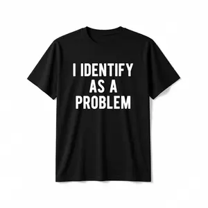 I Identify As A Problem Funny T Shirt 100 Cotton Heavyweight Unisex Round Neck Tee Sizes S To XXXL Black