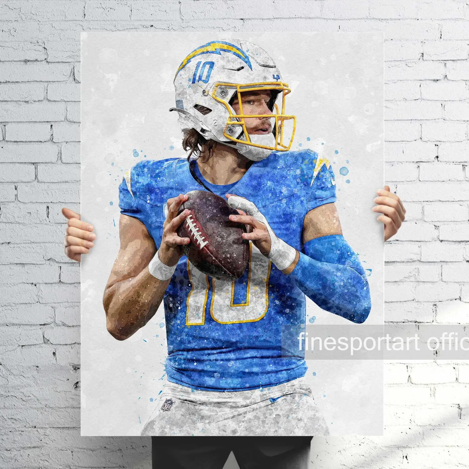 Justin Herbert Poster, Canvas,  print, Sports wall art, Man Cave, Gift Decor Room