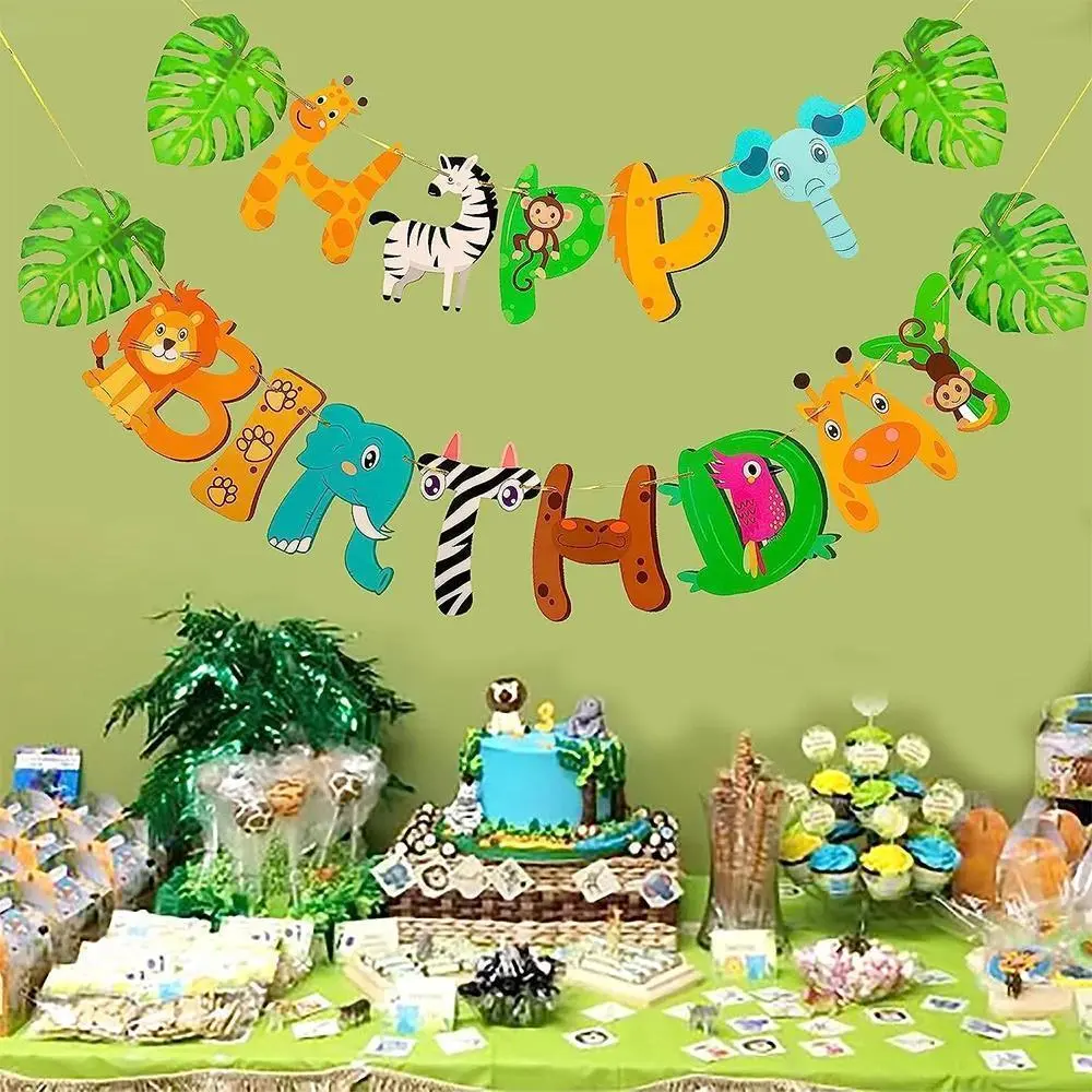 Safari Animals Happy Birthday Banner Pennant Foil Animal Balloons for Kids Jungle Safari Zoo Theme Party Decoration Supplies Toy Safari Animals Happy Birthday Banner Pennant Foil Animal Balloons for Kids Jungle Safari Zoo Theme Party Decoration Supplies Toy