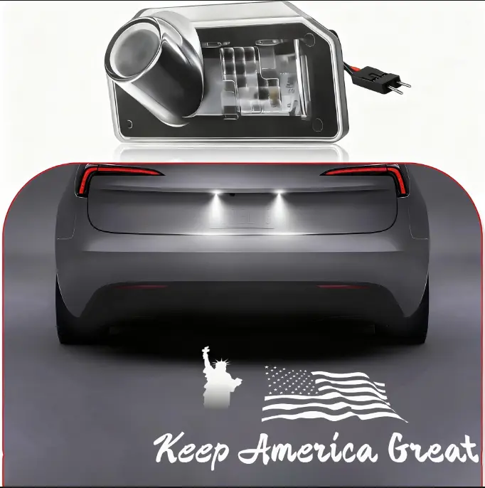 Car-Specific LED License Plate Light - Bright, Long-Lasting LEDs, IP67 Rear Lamp Assembly for BMW/Audi, Easy DIY Installation, American Flag/Statue of Liberty Projection, All Installation Tools Included, Enhanced Visibility & Safety