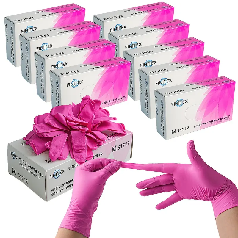 FINITEX Rose Red Nitrile Gloves,3.5Mil Powder-Free Durablefor Hand Care Beauty Salon Kitchen Toilet BathroomCooking Washing Household Gardening Farm,LightweightCleaning Gloves, (Gift for Thanksgiving/Black FridayFinds)
