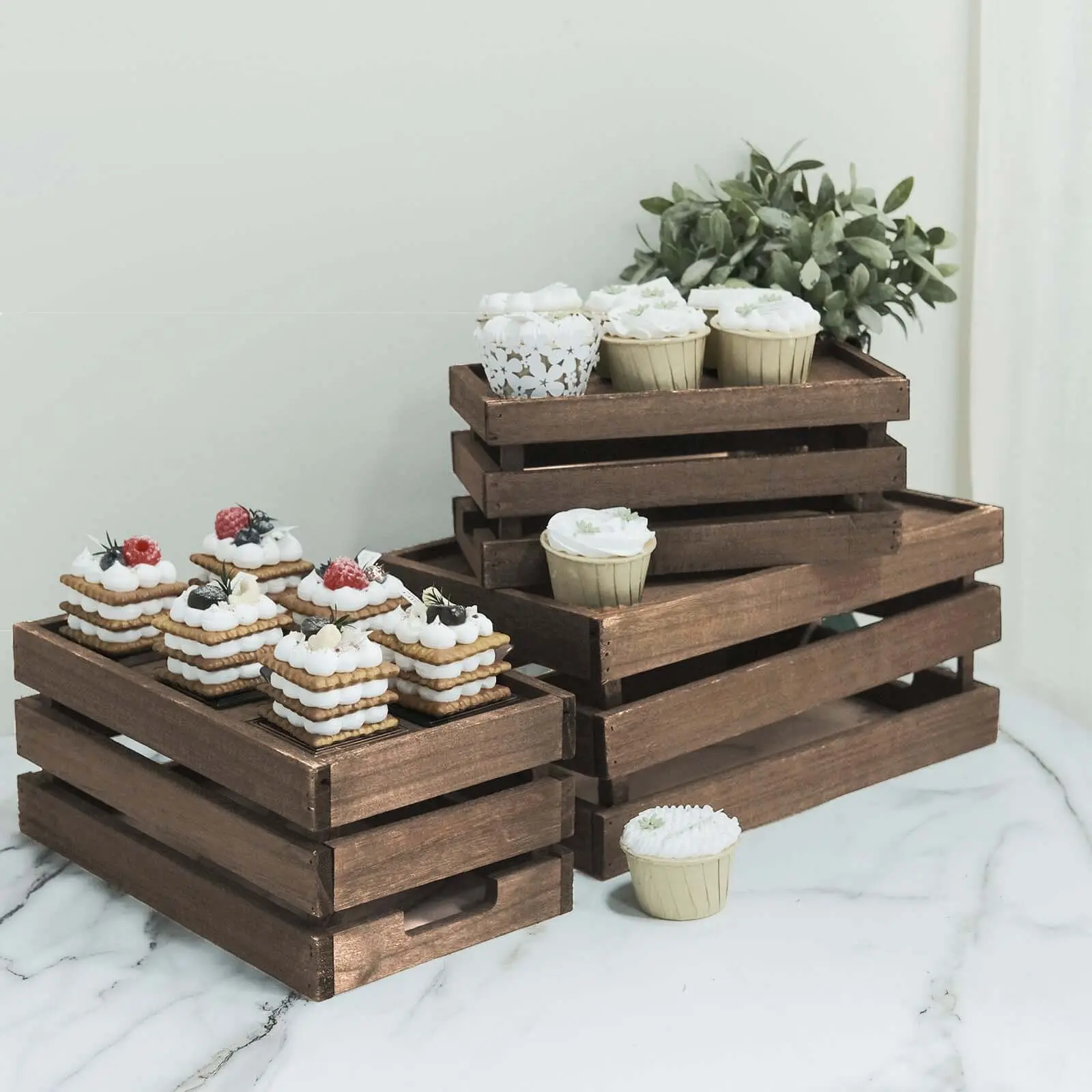 3-Piece Smoked Brown Rectangular Rustic Wooden Crate Set - Home Storage Supplies, Decor Organizer, Home Decor Box, Front Porch & Backyards Multi-Purpose Containers