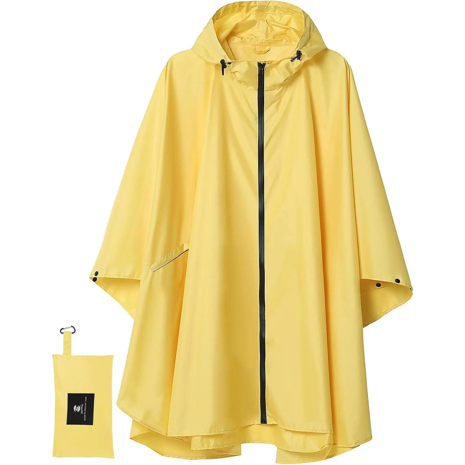 Women's Waterproof Hooded Rain Poncho with Pockets - Adult Hooded Coat for Outdoor Rain Protection
