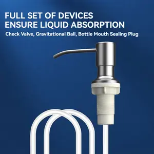 KCALEFV 47" Under Counter Soap Dispenser Tube for Kitchen Sink, Sink Soap Dispenser Extension Tube Kit with 2 Upgraded Check Valve, Never Fill the Little Bottle Again Gifts for Mom