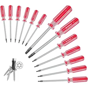 13-  Torx Screwdrivers Set,  Tamper Proof, T4?T5?T6?T7?T8?T9?T10?T15?T20?T25?T27?T30?T40 (red)