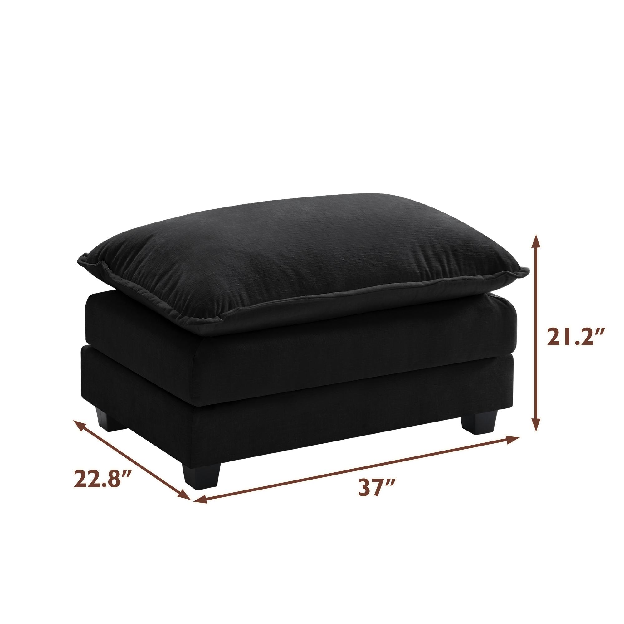 GuroMagicSofa 37 x 21.2 x 22.8‘’ Fluffy Modern Chenille Upholstered Lounge Sofa with Footstool – Fits multi-seat living room sofas, includes a movable footstool and one seat cushion, suitable for apartments, bedrooms, and living rooms.