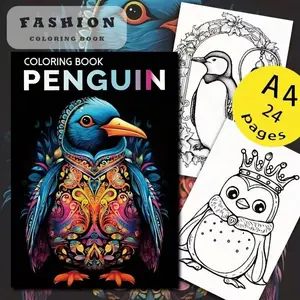 Penguin-Themed Adult/children Coloring Book, Elegant Decoration Style, Stress-Reduction Coloring Experience, Single Page Printing, 24 Pages