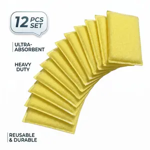 12-Pack Sponge Brushes, Strong Oil Stain Remover, Cleaning Sponge Blocks, Durable Sponge Rubber, Unvulcanized Design