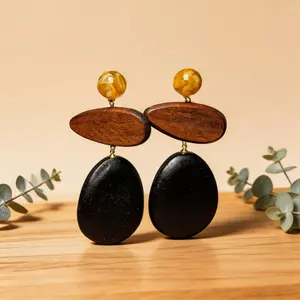 Brown Sugar Babe Layered Earrings Vintage Elegant Three-layer Wooden Design Rich Brown Tones Super Lightweight All-day Comfort Women's Fashionable Jewelry accessories for women earring for women earring stack funky unique accessories