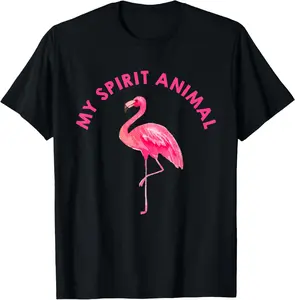 Cotton Graphic Tees Streetwear Gifts  Flamingo Spirit Animal - Cute Flamingo Lover T-Shirt