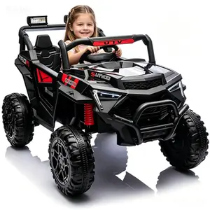 24V 400W Kids Ride On Electric UTV Four Wheeler with Parental Remote Control, Four-Wheel Suspension, LED Lights, Portable Handle, Central Control Panel Featuring USB, MP3, Bluetooth & Power Display for Kids Ages 3+