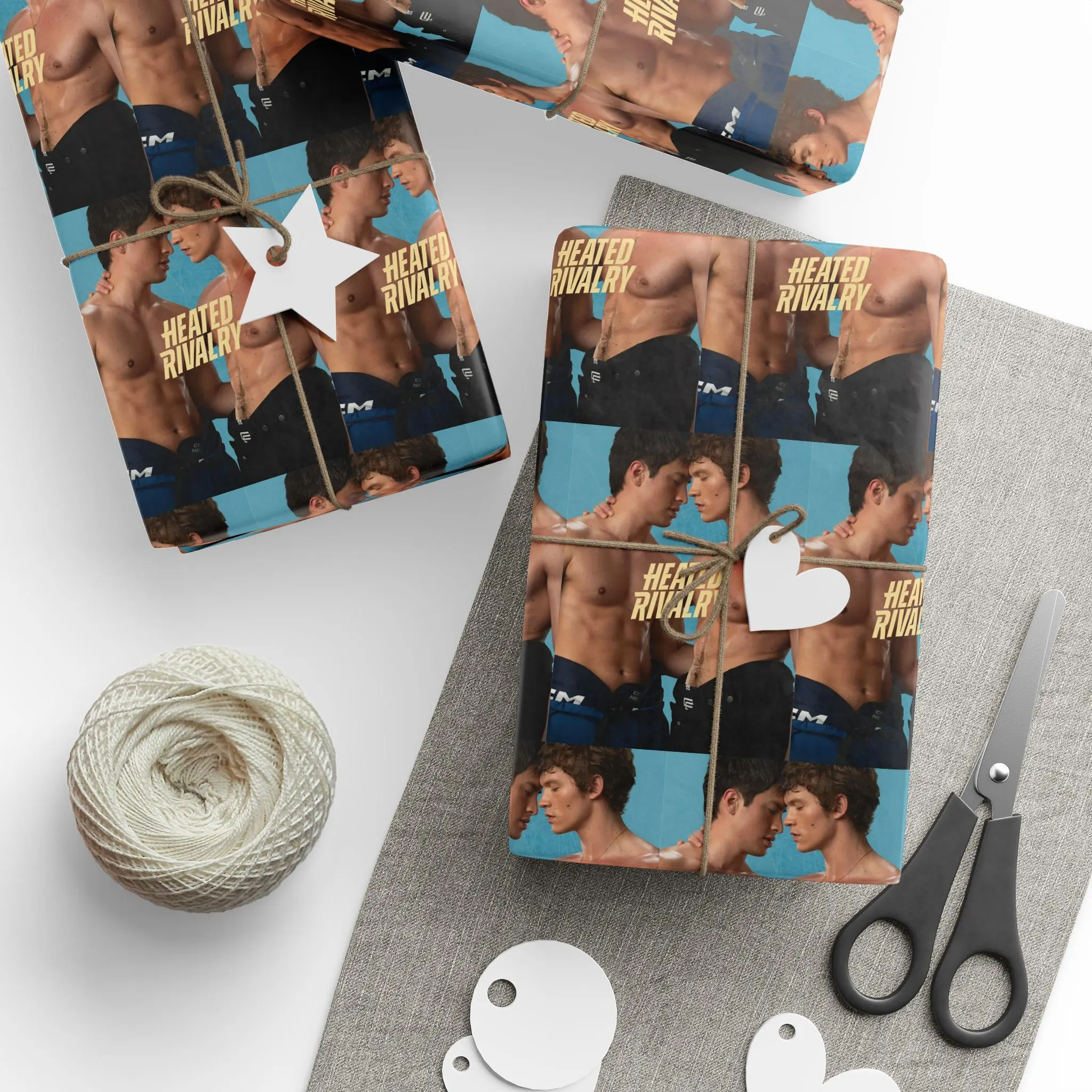 Heated Rivalry Couple Wrapping Paper, Shane Hollander and Ilya Rozanov Gift Wrap, Gay Hockey Romance, Enemies to Lovers Story Paper for Queer Romance Fan Friends Family