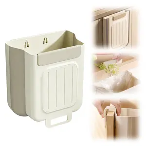 7L Foldable Hanging Trash Can Wall Mount Cabinet Door Plastic Garbage Bin for Kitchen Household Office Outdoor Use