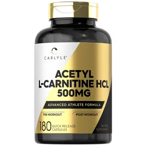 Carlyle Acetyl L-Carnitine HCL Supplement | 500mg Capsules | 180 Count | Advanced Athlete Formula | Non-GMO & Gluten Free