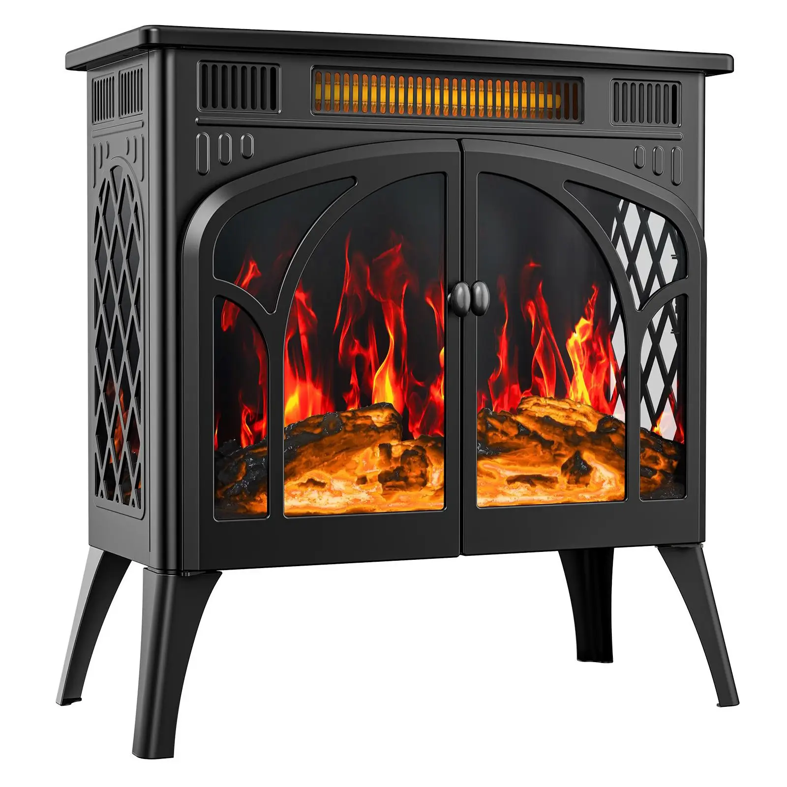 [Live Only] R.W.FLAME Electric Fireplace Stove Heater, 3D Infrared Fireplace, 5100BTU MAX 1500W,All-Metal Design,Adjustable Brightness,Portable,Overhe