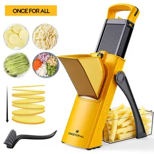 【ONCE FOR ALL 】Veggie Chopper & Vegetable Cutter - Adjustable Blades Mandoline for Potatoes, Carrots, Cucumbers, Foldable Stainless Steel Kitchen Gadget, Easy to Clean, Cheese Grater, Ideal Kitchen Gift Set tiktokshopspringglowup