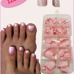 120pcs Simple Pinkish Gradient Fashion Toe Nails, Versatile Daily Wear for Women, Model Jy23-6, Perfect for Everyday Use, Nail Tips Kit