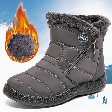 Winter Snow Boots for Women Men Fur Lined Warm Waterproof Ankle Boots Lightweight Comfortable Non Slip Outdoor Booties Cold Weather Fashion Shoes with Rubber Sole