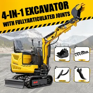 With Narrow Bucket, Thumb, Rake, And Ripper, 0.6 Ton 15 Hp Mini Compact Tracked Excavator, Suitable For Various Soil And Gravel Operations In Gardens, Farms, Courtyards, Construction Sites, And Other Settings.