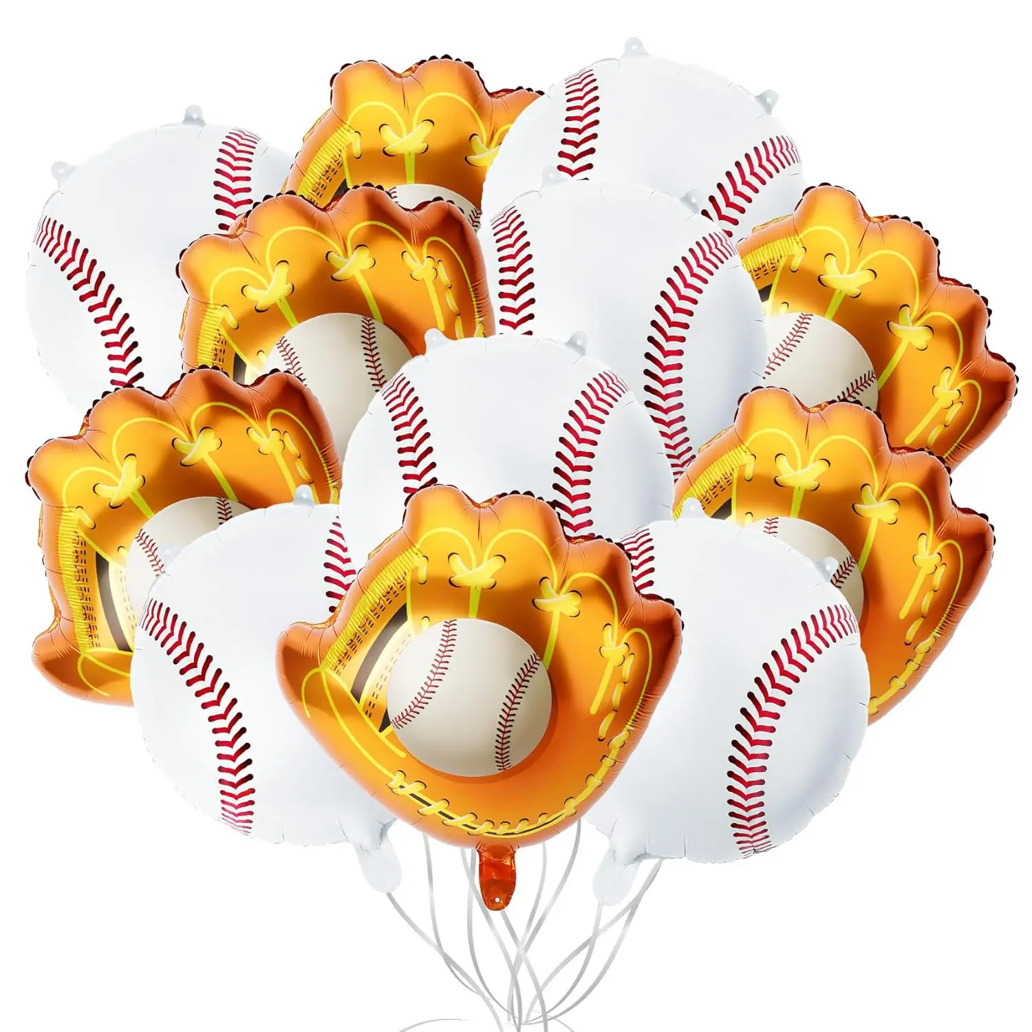 12-Piece Baseball Glove Foil Balloons for Sports Party Decor, Senior Night & Birthday Decorations