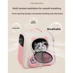 Transparent Space Capsule Cat Backpack - Large Capacity Bubble Pet Carrier with Ventilation Holes, 2-in-1 Convertible Shoulder & Handheld Travel Bag, Transport for Cats & Small Dogs