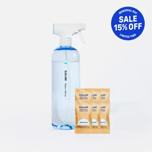 Blueland Glass Cleaner, 1 Year Supply, Streak-Free Mirror Cleaner Refill Tablets + Spray Bottle, Mineral & Plant-Based