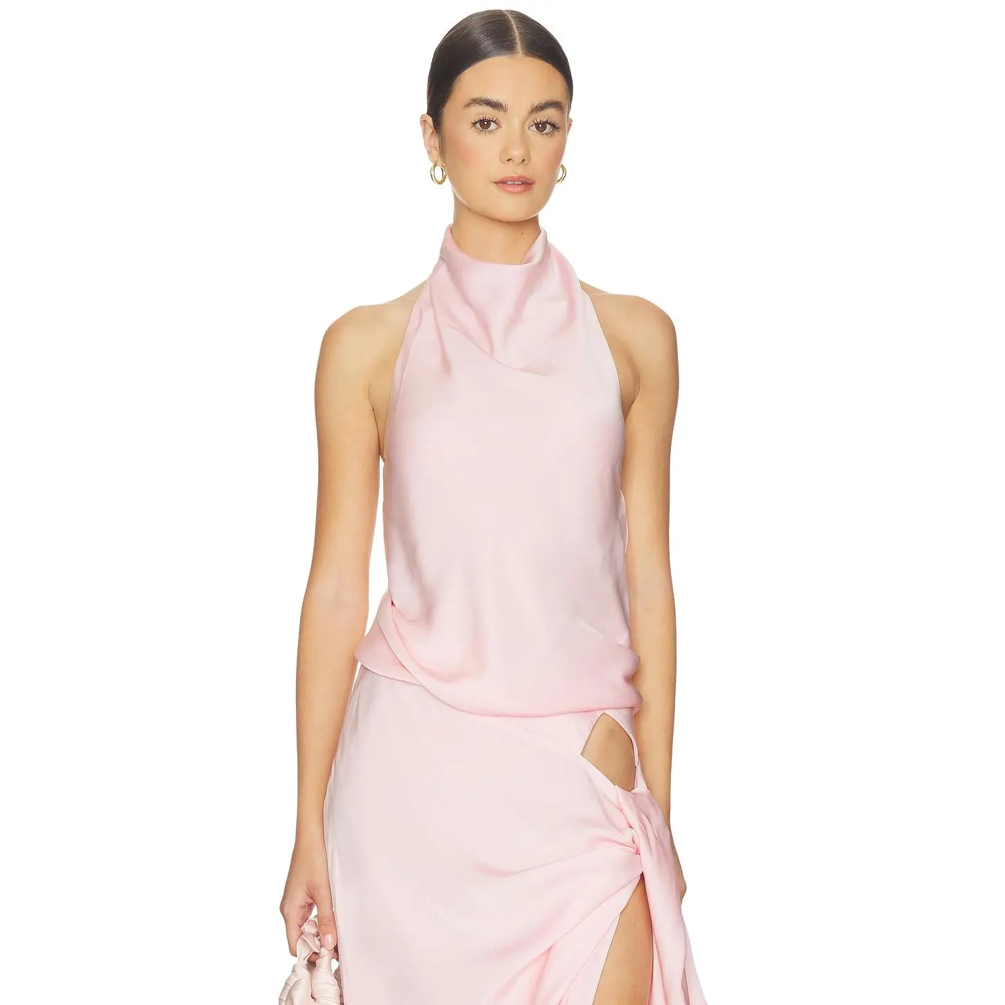 Bardot x REVOLVE Solene High Cowl Neck Top in Baby Pink