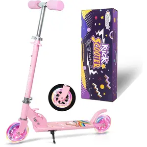 Nattork Scooter for Kids Ages 3-8 – Kick Kids Scooters for Girls & Boys Light up Wheels Portable Lightweight Folding Design with Reducing System and Adjustable Height Handlebars and up to 110 Lbs