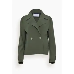 Cropped Scuba Peacoat in Moss Green