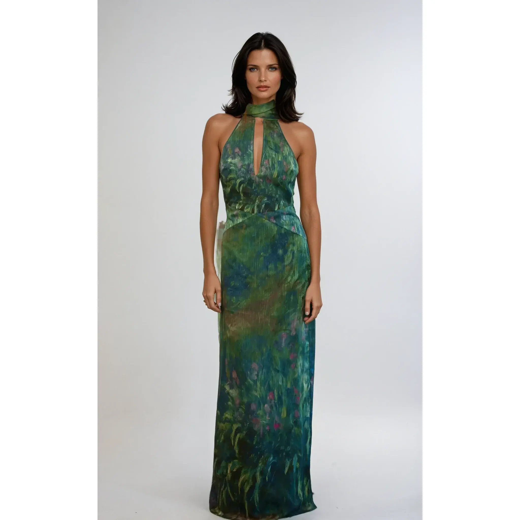 FLOWING MAXI DRESS WITH HALTER NECK