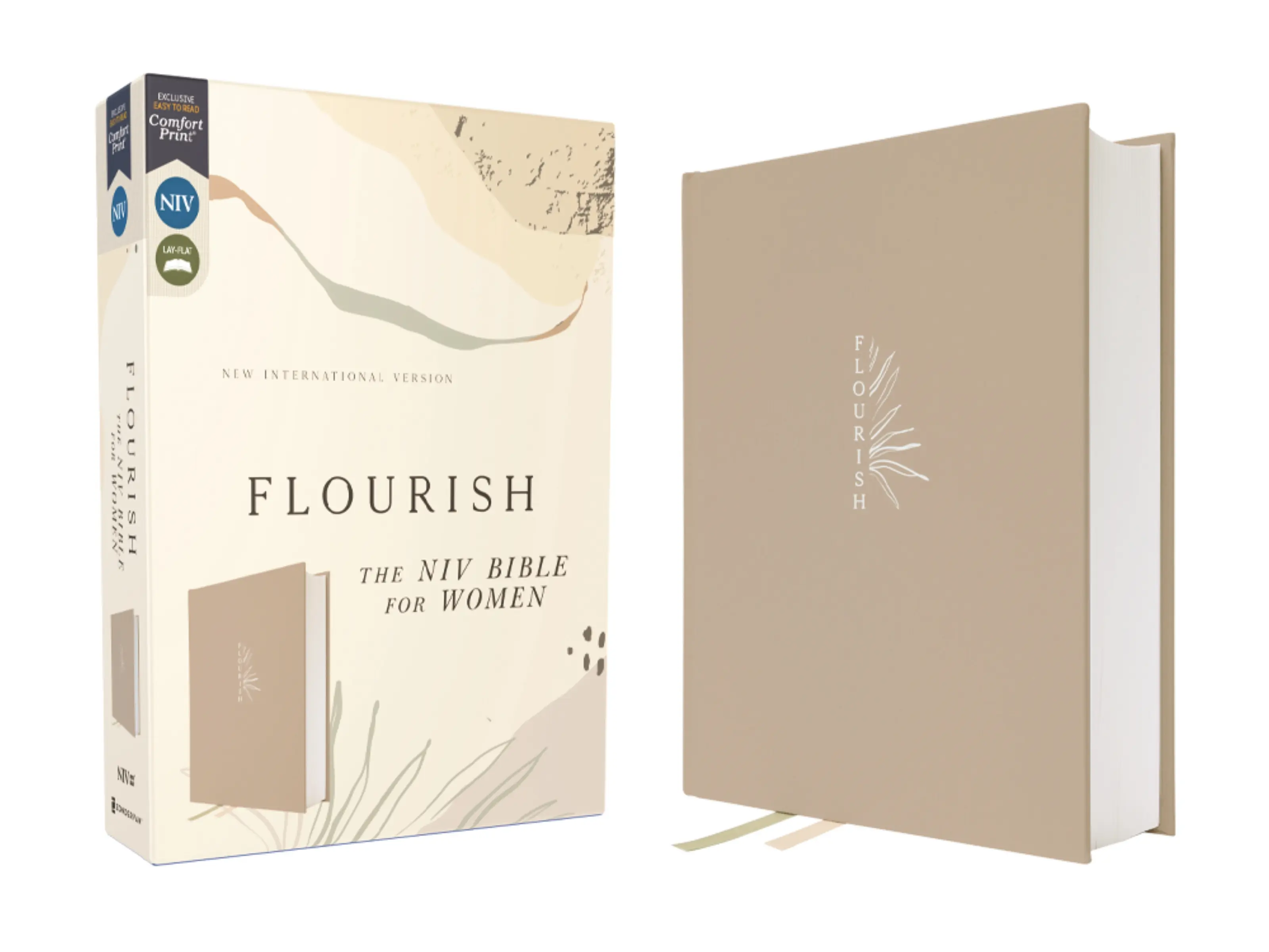 Flourish: The NIV Bible for Women, Cloth over Board, Cream, Comfort Print by Livingstone Corporation||Zondervan [Hardback Book]