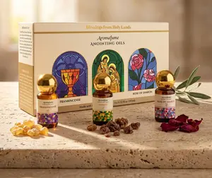 Frankincense, Myrrh & Rose of Sharon Anointing Oils | Balsamic, Earthy and Sweet | Holy Oil for Prayer and Protection | Made with Biblical Spices and Blessed Virgin Olive Oil from Jerusalem