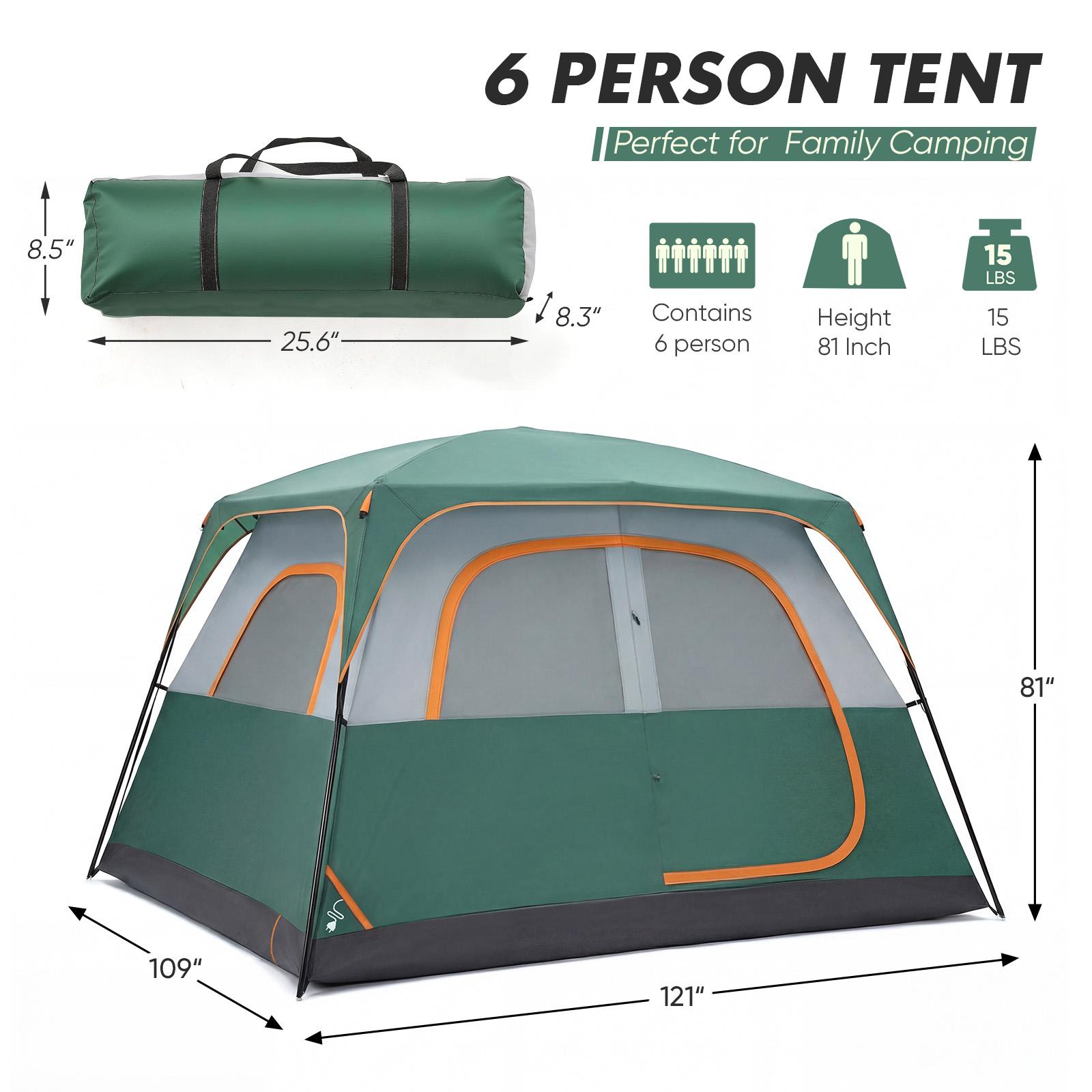 6 Person Dome Camping Tent 121 Inch, Waterproof & Windproof Family Tent with Mesh Windows & Skylight, Easy Setup Portable Tent for Camping, Hiking & Outdoor Trips 6 Person Dome Camping Tent 121 Inch, Waterproof & Windproof Family Tent with Mesh Windows & Skylight, Easy Setup Portable Tent for Camping, Hiking & Outdoor Trips