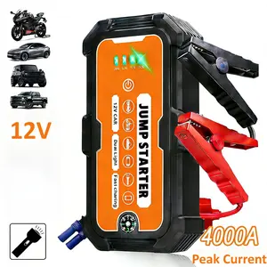 Spring Outing Portable Car Jump Starter, 4000A Peak Current Car Battery Jump Starter