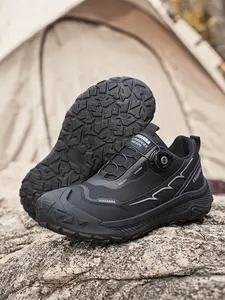 Men Rotary Buckle High Top Hiking Boots Waterproof Non Slip Outdoor Trekking Shoes Wear Resistant Mountain Climbing Sneakers