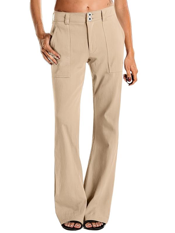 Women's Mid-Rise Straight Leg Jeans - Stretchy Soft Fabric for All-Day Comfort, Wide/Flare Leg Design with Functional Pockets asual straight leg business work pants Rise Loose Jeans Low denim